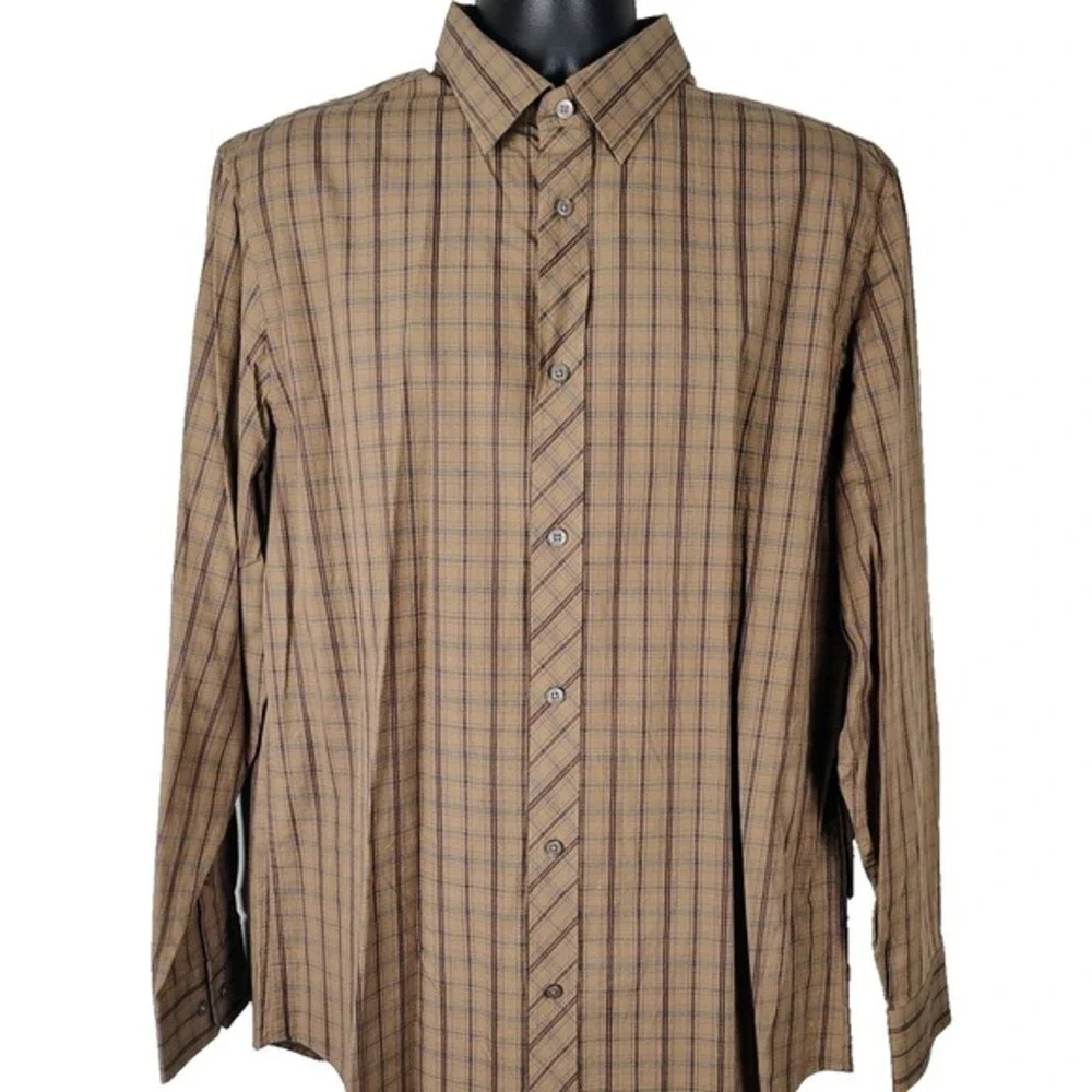 Banana Republic‎ Men's Button-up Chocolate Brown Large 16-16.5 Classic y2k